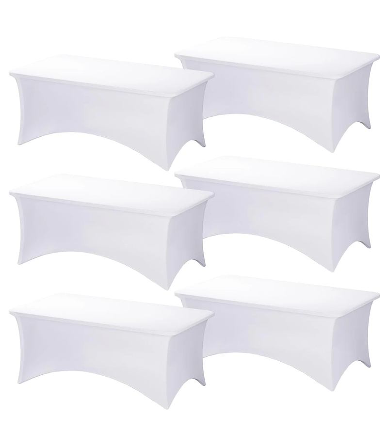 Table Cloths,White,6 Pack,6 Feet,72L x 30W x 30H Inch