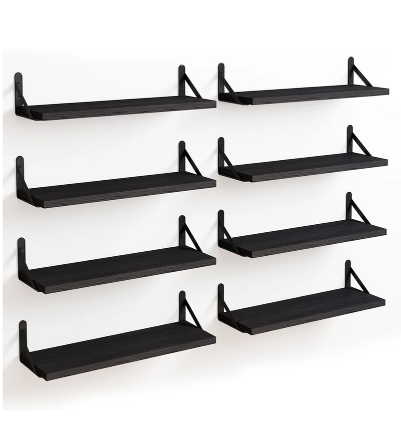 Floating Shelves,Black, Set of 8,Width 4.7 Inch