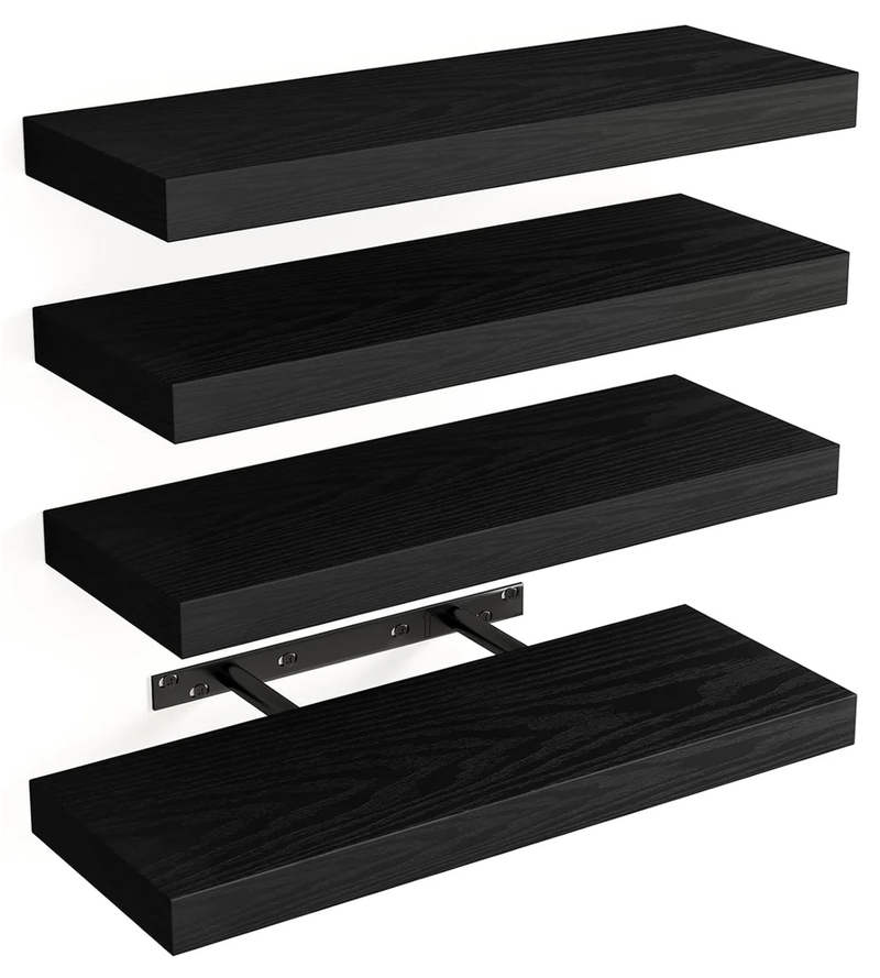 Floating Shelves,Black, Set of 4, 15.8 Inch