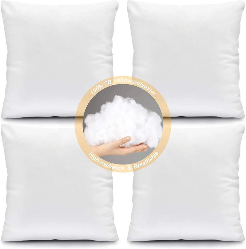 Pillow Inner,4-Pack 18" Square Pillow Inserts - Soft Microfiber Filled Cushion Forms for Decorative Covers