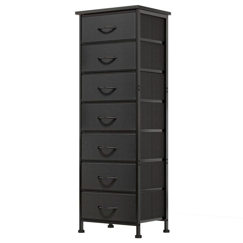 Storage Cabinets & Lockers,Slim Black Dresser with 7 Fabric Drawers - Tall Storage Organizer for Bedroom