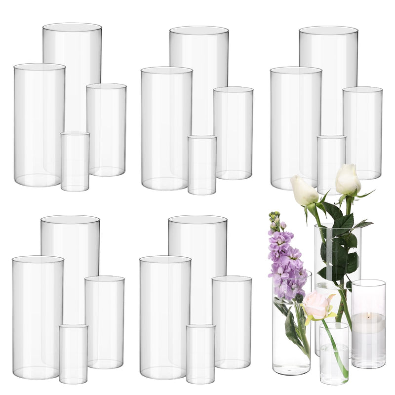 Glass Vase,24-Piece Glass Cylinder Vases Set - 4 Sizes for Floral Arrangements