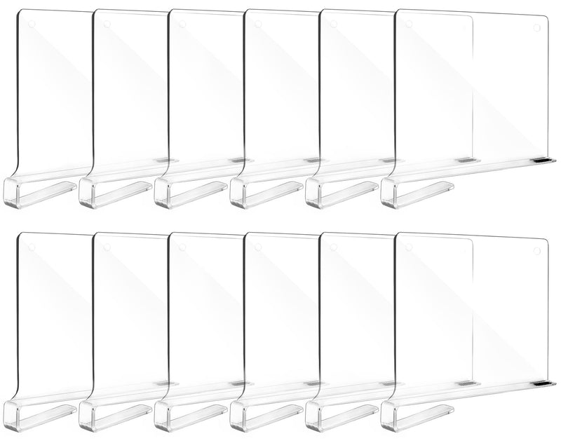 Acrylic Shelf Divider,12-Pack Acrylic Shelf Dividers - Closet Organizers for Clothing, Towels & Blankets (7.9"H x 11"D)