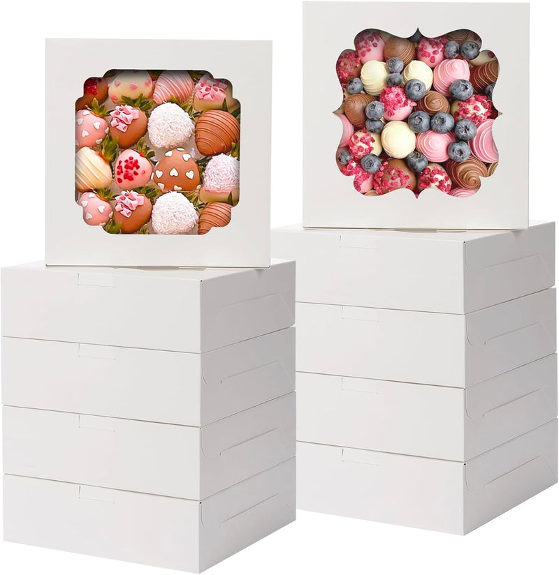 Paper Box,White,60pcs,8*8*2.5 inch,2 Style