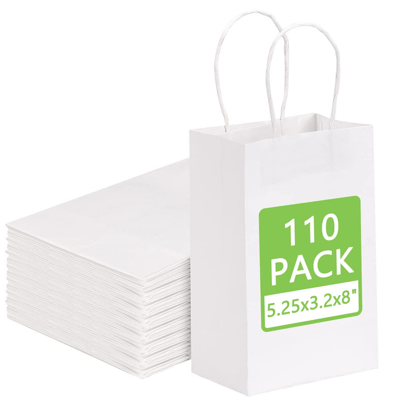 Paper Bag,110-Pack Small Kraft Gift Bags with Handles - 5.25?¨¢3.2?¨¢8" Retail & Party Favor Bags