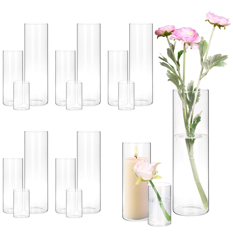 Glass Vase,18-Piece Glass Cylinder Vases Set - 4", 8", 12"