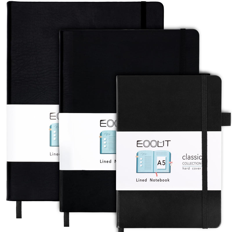 Notebooks & Notepads,3-Piece Leather Journal Set - A5/B5/Letter Sized Hardcover Notebooks with 100GSM College Ruled Pages