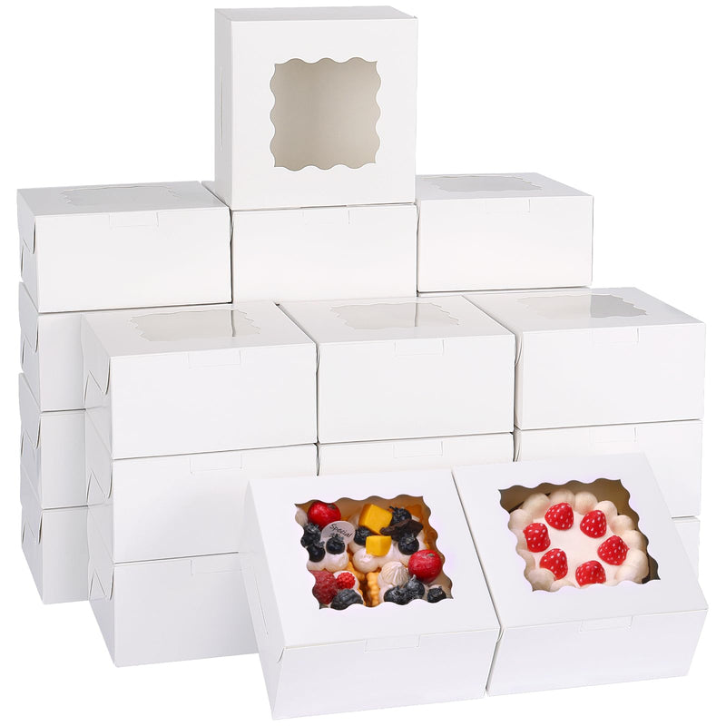 Paper Box,80pcs 6x6x3 Inch Bakery Boxes with Window - Clear Top Display Containers for Treats & Desserts