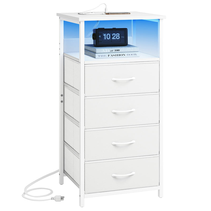 Nightstands,Modern Nightstand with Built-in Charging Station
