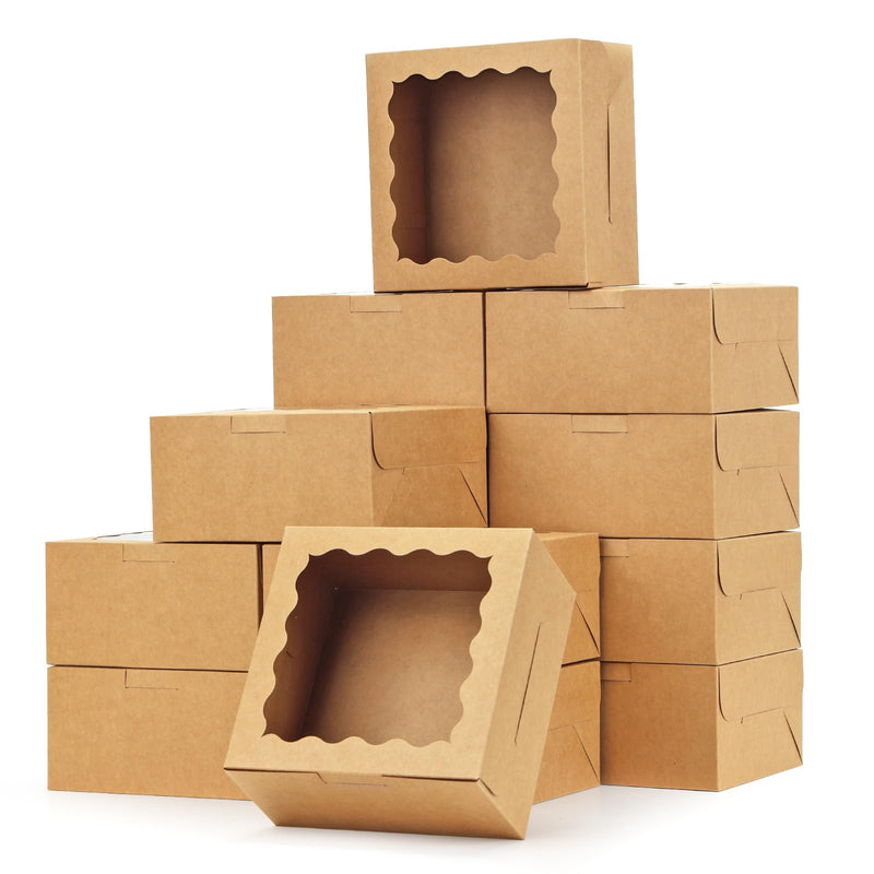 Paper Box,15-Pack 6x6x3 Inch Bakery Boxes with Window