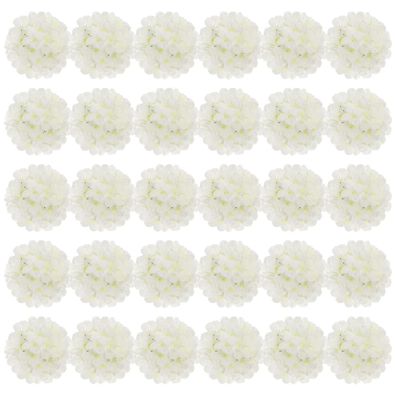 Artificial Flora,30-Piece White Hydrangea Silk Flower Bundle with Stems - Perfect for Wedding Arrangements & Home Decor