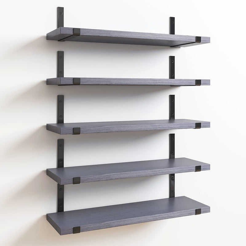 Floating Shelves,Grey, Set of 5,Width 4.7 Inch