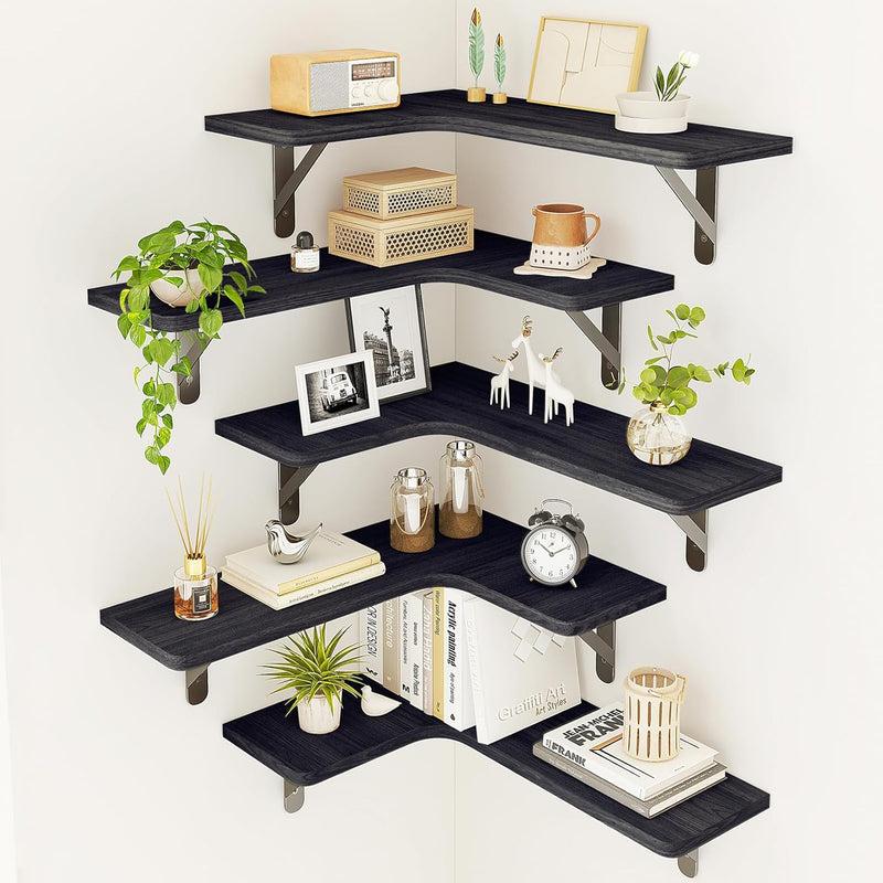 Floating Shelves,Black, Set of 5,Board size: 16.1*11.4 inches, depth-5.5inches, thickness-0.6 inches