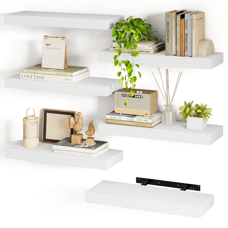 Floating Shelves,Set of 6 White Floating Shelves