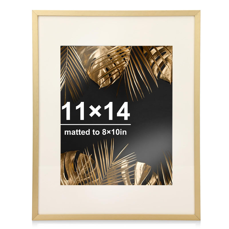 Metal photo frame,Gold Aluminum Picture Frame with Mat - 11x14 Inches for 8x10 Photos