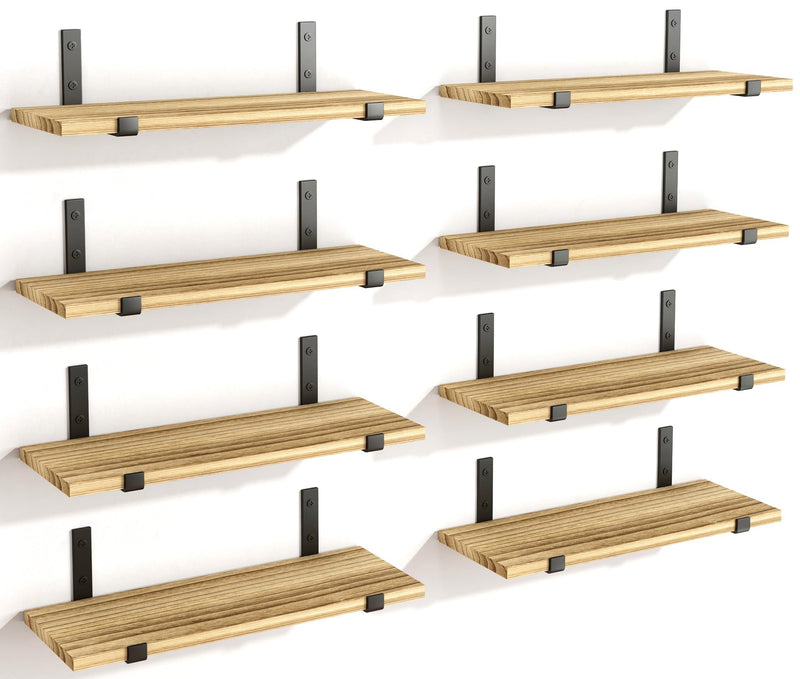 Floating Shelves,Set of 8 Floating Shelves, Rustic Wood
