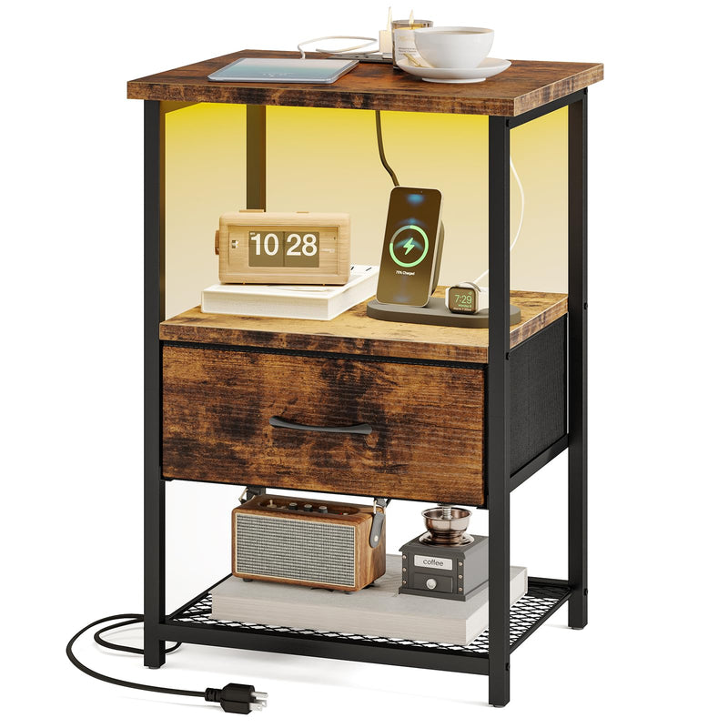 Nightstands,Night Stand with Charging Station
