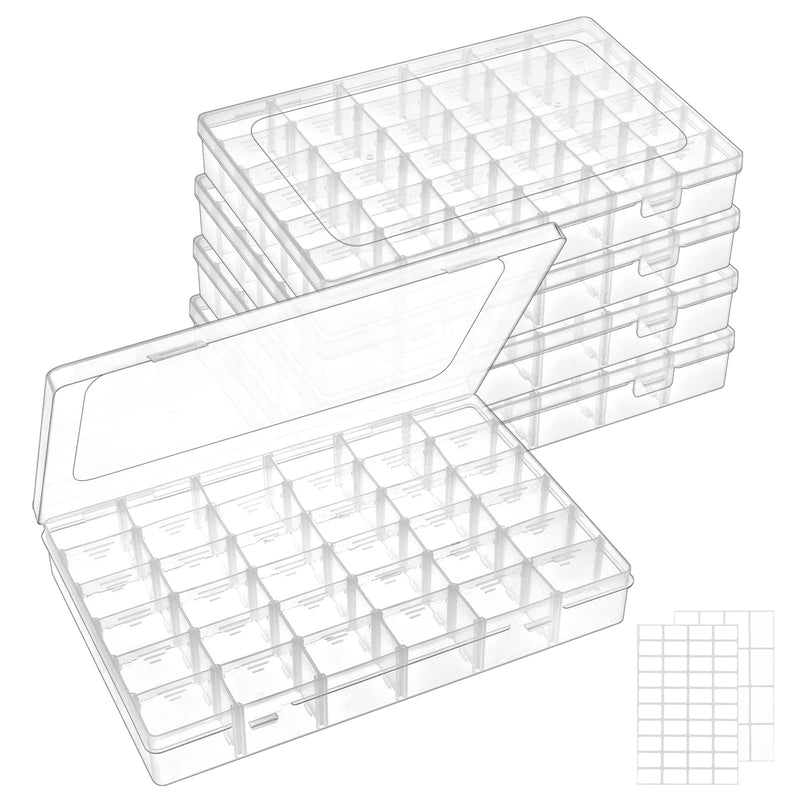 Plastic Storage,5 Pack 36-Compartment Plastic Craft Organizers - Adjustable Storage Boxes for Beads & Jewelry