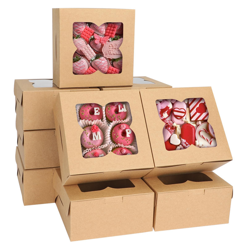 Paper Box,36-Piece Window Bakery Boxes (6x6x3 Inch) - Display Containers for Treats & Desserts