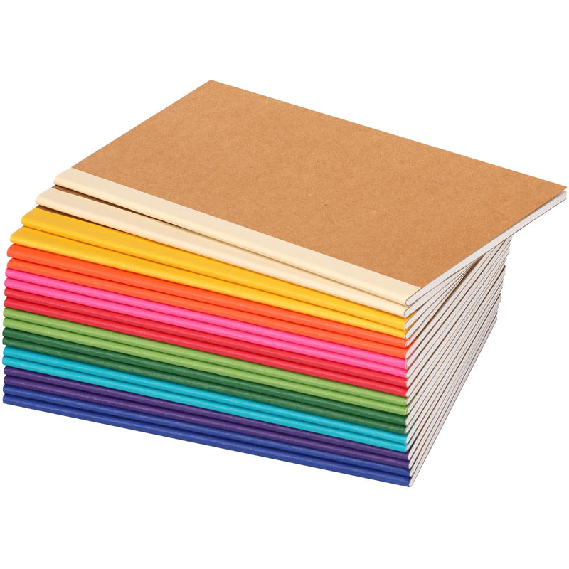 Notebooks & Notepads,20-Pack Rainbow Kraft Notebook Set - A5 Lined Journals with 60 Pages for Students & Journaling