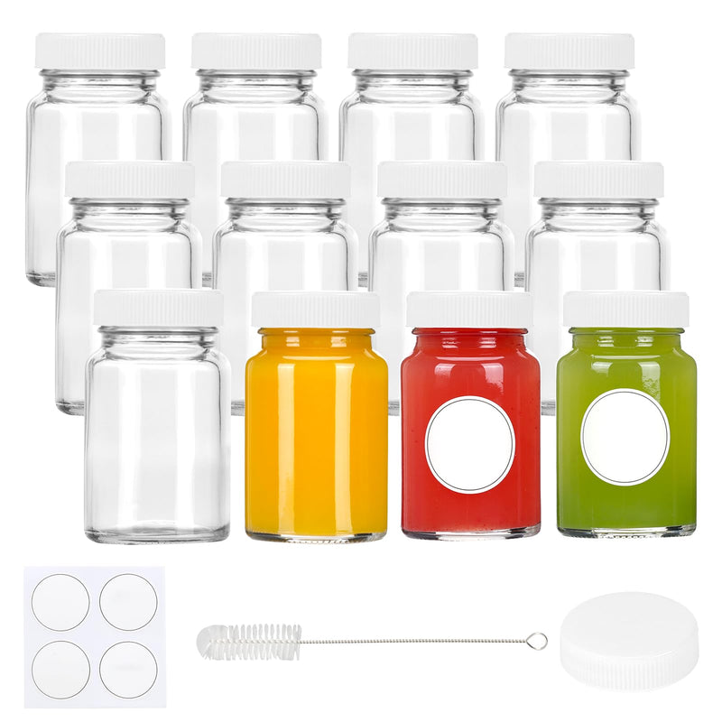 Glass Drinkware,24-Pack Mini Glass Shot Bottles - 2oz Reusable Containers with Lids & Labels