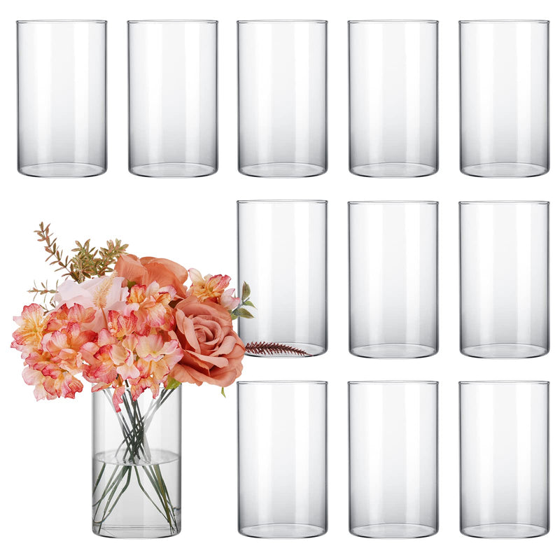 Glass Vase,12-Pack Clear Cylinder Vases - 6" Tall Glass Centerpieces for Weddings & Home Decor