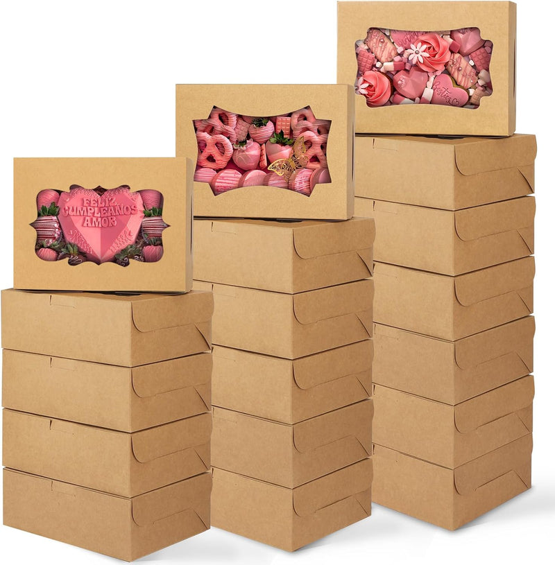 Paper Box,Brown,48pcs,8*6*2.5 Inch 3 Style