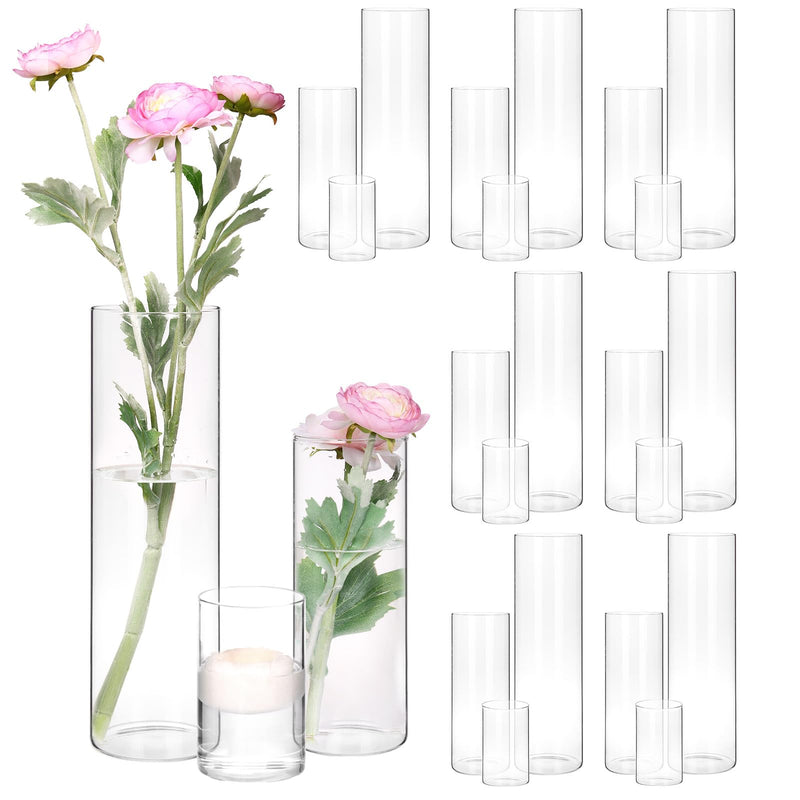 Glass Vase,24-Piece Glass Cylinder Vase Set - 4", 8", 12" Floating Candle Holders for Weddings