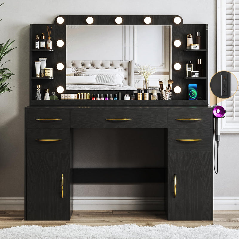 Dresser,45.5 Inch Luxe Vanity Desk with Illuminated Mirror