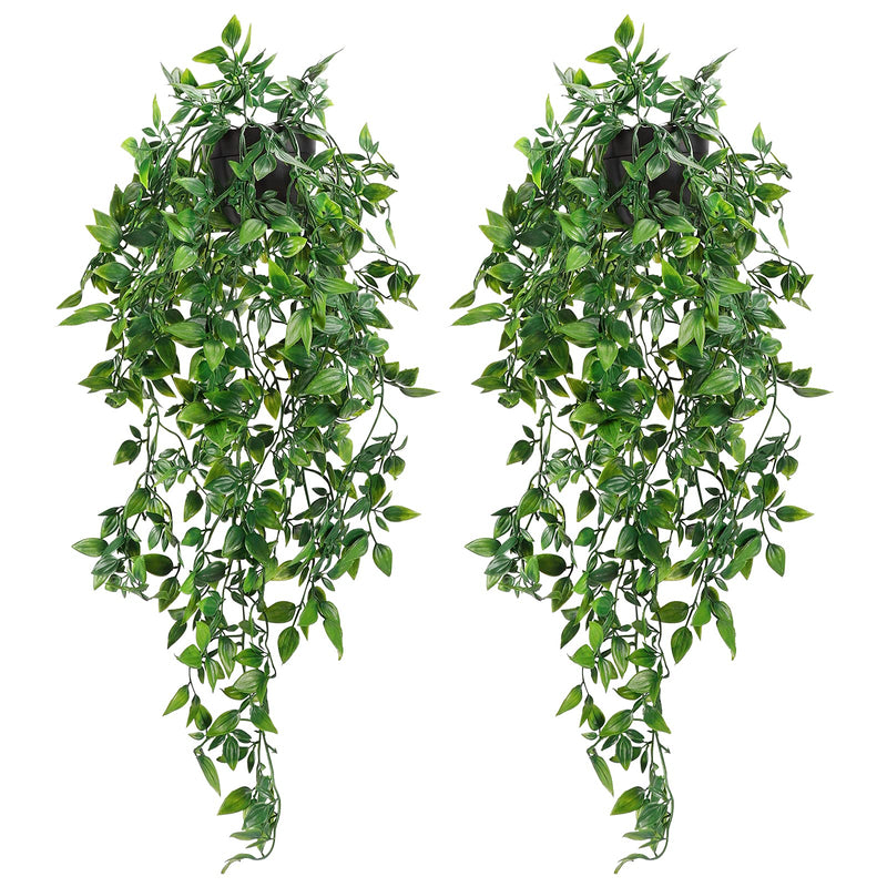Artificial Flora,2 Pack Artificial Hanging Plants with Pots for Indoor & Outdoor Decoration