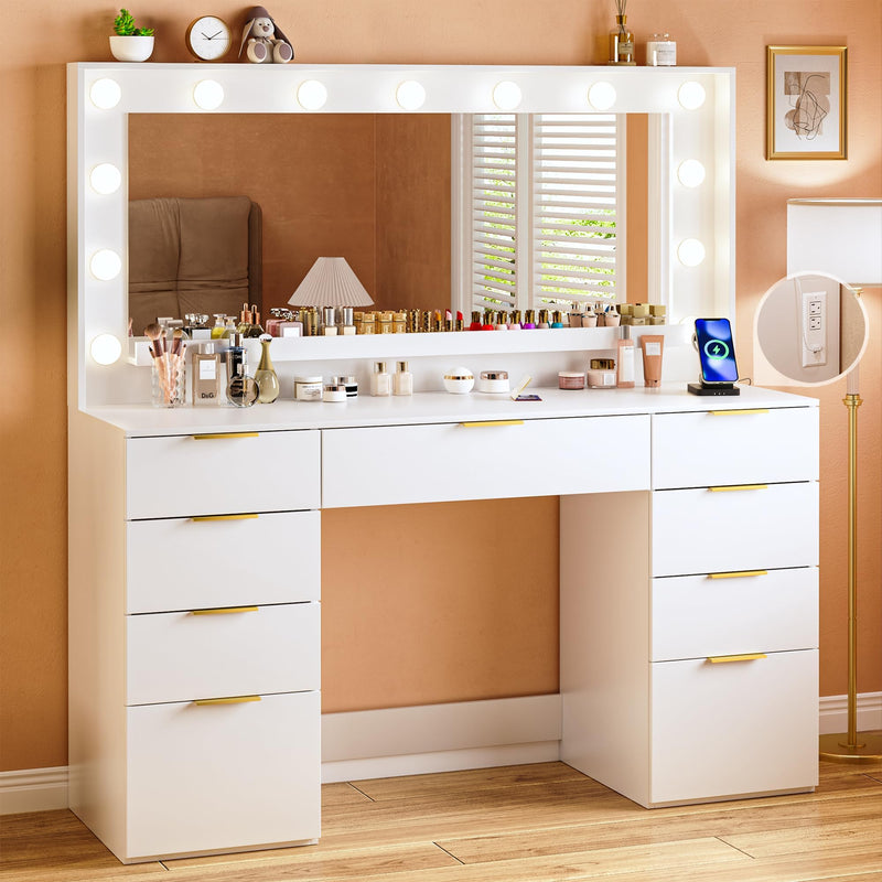Dresser,Luxury 45.3" Vanity Set with Hollywood Mirror