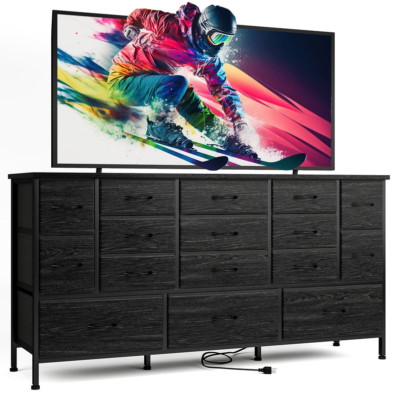 Storage Cabinets & Lockers,Extra Long 63" Media Console with 16 Drawers