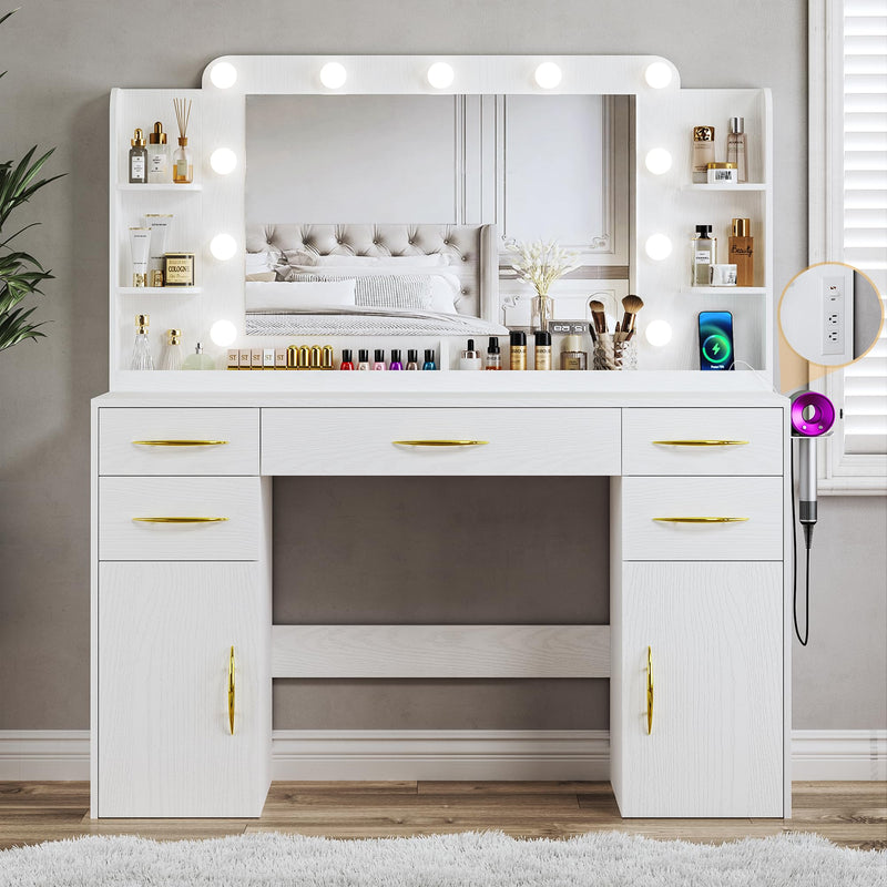 Dresser,45.5 Inch Premium Vanity Desk with Illuminated Mirror