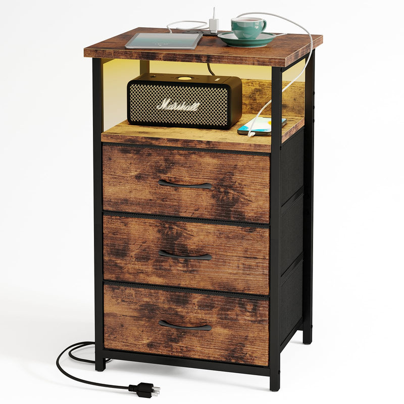 Nightstands,Modern LED Night Stand with USB Charging
