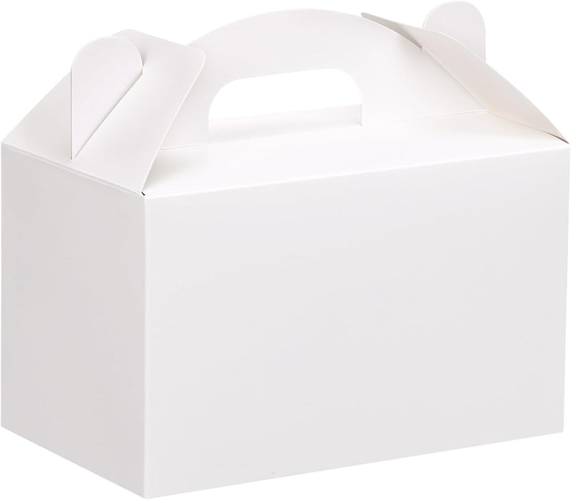 Paper Box,48-Piece White Gable Treat Boxes with Handles (6x3.5x3.5 Inches) for Party Favors