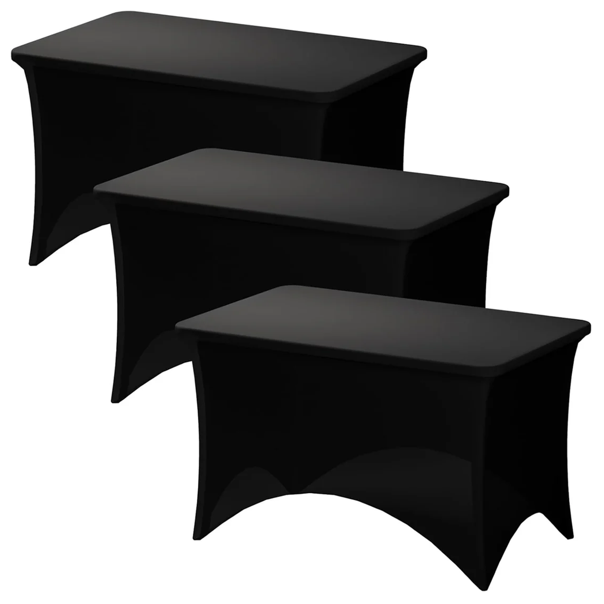 Table Cloths,Black,3 Pack,4 Feet,48L x 24W x 30H Inch