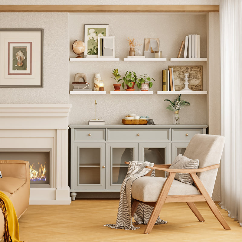 SUPERLELE 6 Pcs 3 Sizes Wooden Wall Mounted Floating Shelves