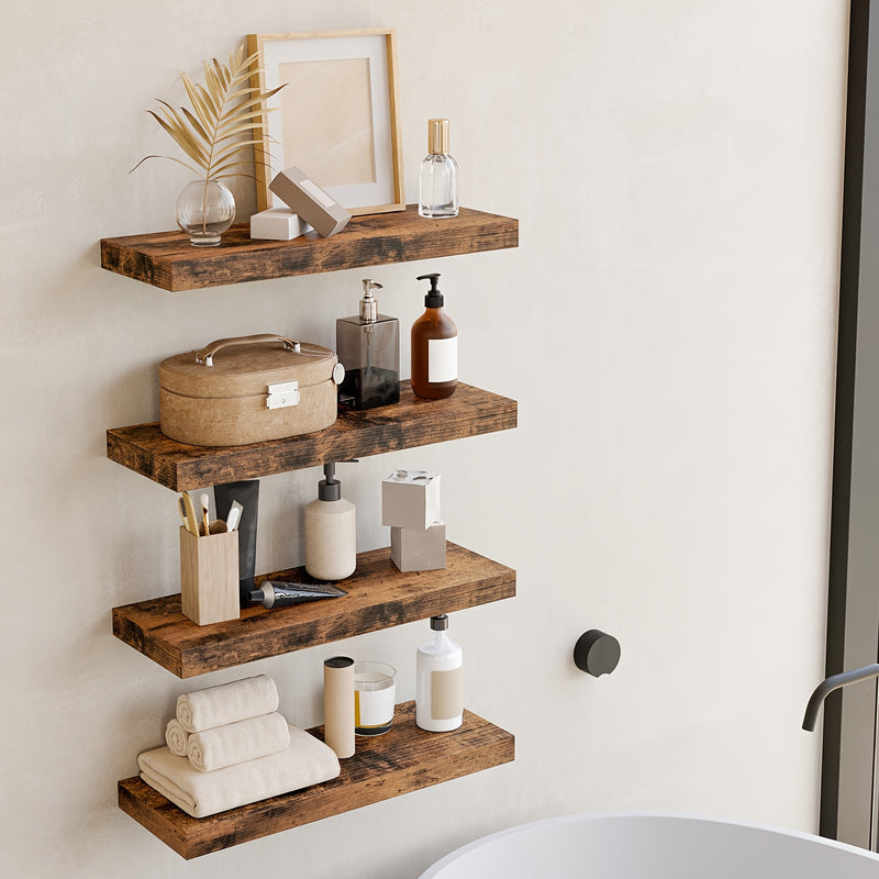 SUPERLELE 8-Piece Floating Shelves for Wall, Wall Mounted Rustic Wood Shelves