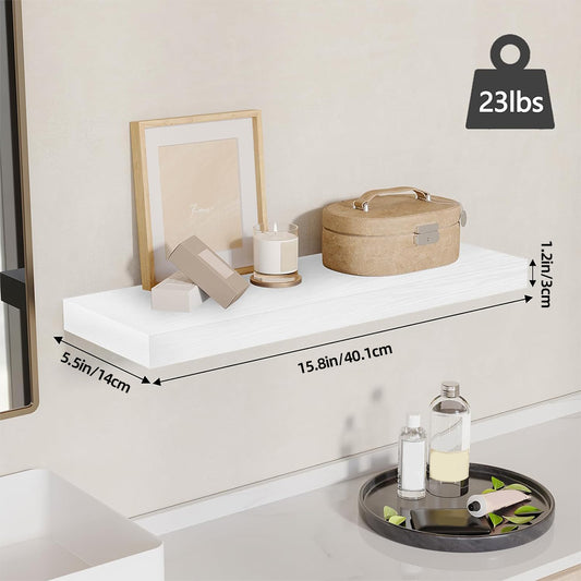 SUPERLELE 4-Pieces Floating Shelves for Wall, Wall Mounted Rustic Wood Shelves White