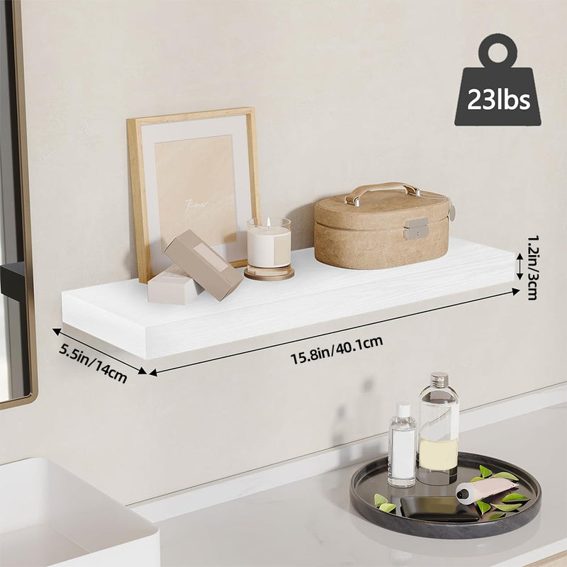 SUPERLELE 4-Pieces Floating Shelves for Wall, Wall Mounted Rustic Wood Shelves White