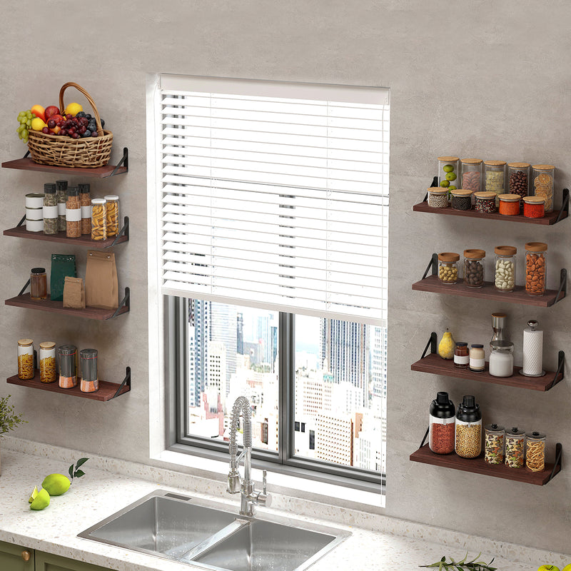 SUPERLELE 8-Pieces 4.7" Width Rustic Wood Narrow Floating Shelves