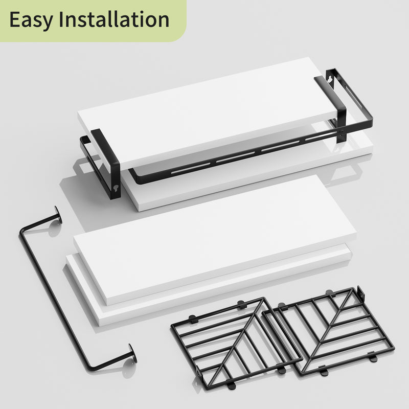 SUPERLELE 3+1 Tier Wall-Mounted Shelves with Metal Frame and Towel White