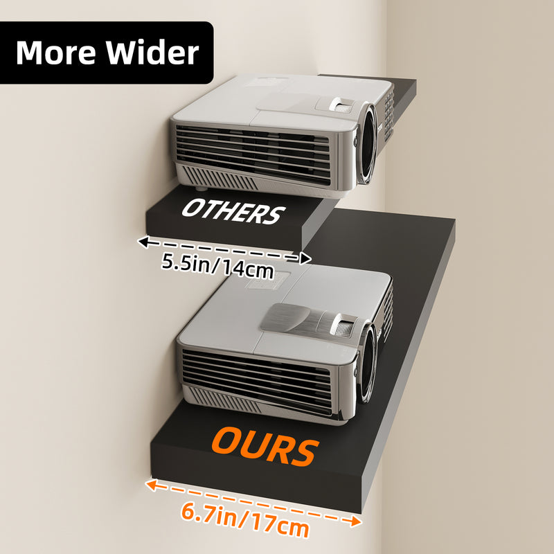 SUPERLELE 2 Pcs 22.5 inch Rustic Wood Wall Mounted Shelves Black