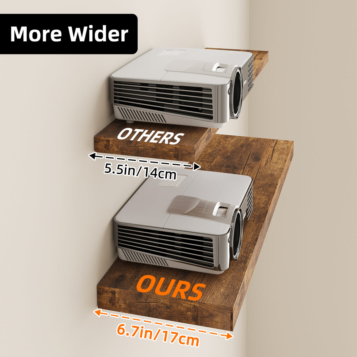 SUPERLELE 2 Pcs 22.5 inch Rustic Wood Wall Mounted Shelves Rustic Brown