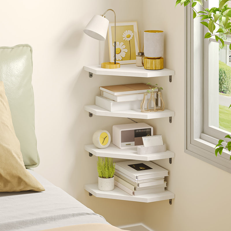SUPERLELE Corner Shelf Wall Mount, Set of 4 Floating Corner Shelves