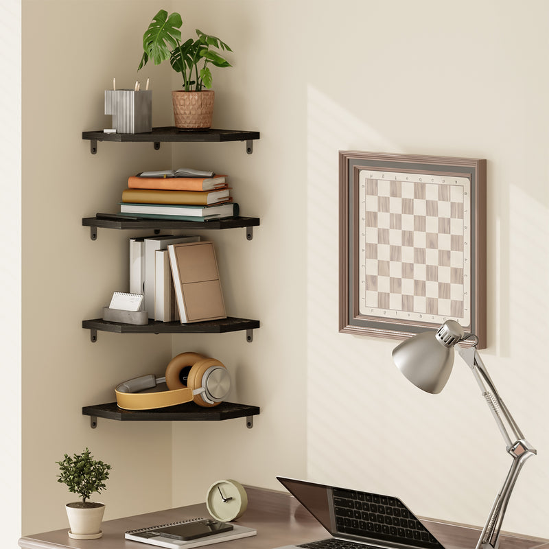 SUPERLELE Corner Shelf Wall Mount, Set of 4 Floating Corner Shelves