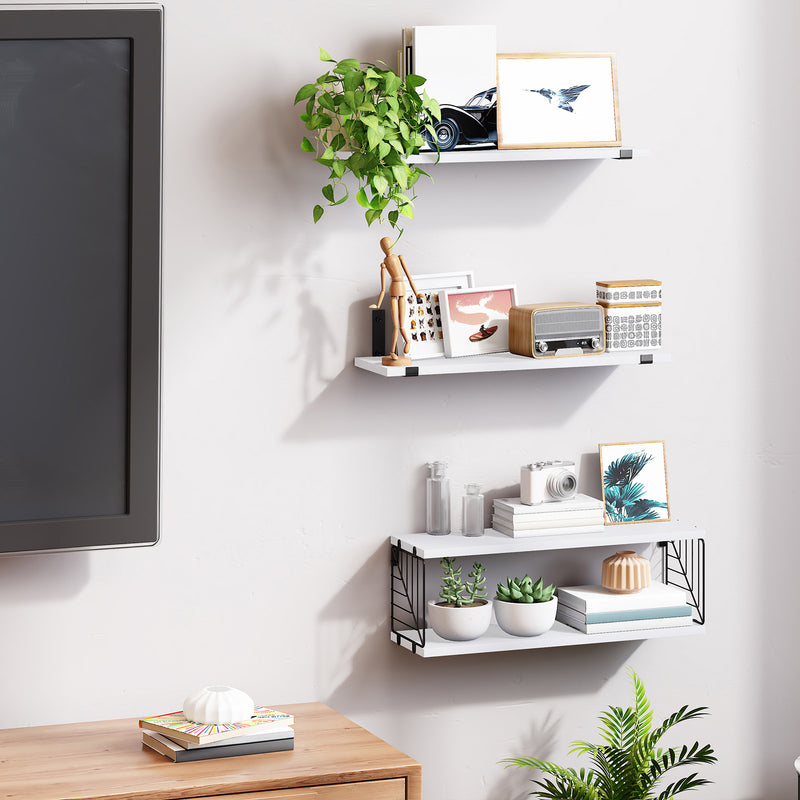 SUPERLELE 3+1 Tier Floating Shelves, 15.8in Farmhouse Rustic Wood Shelves