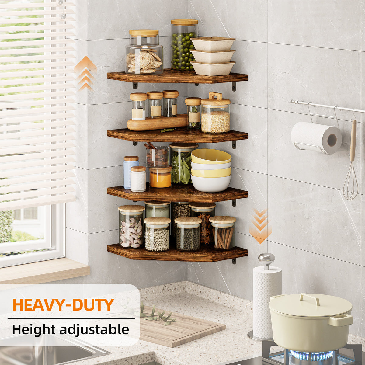 SUPERLELE Corner Shelf Wall Mount, Set of 4 Floating Corner Shelves