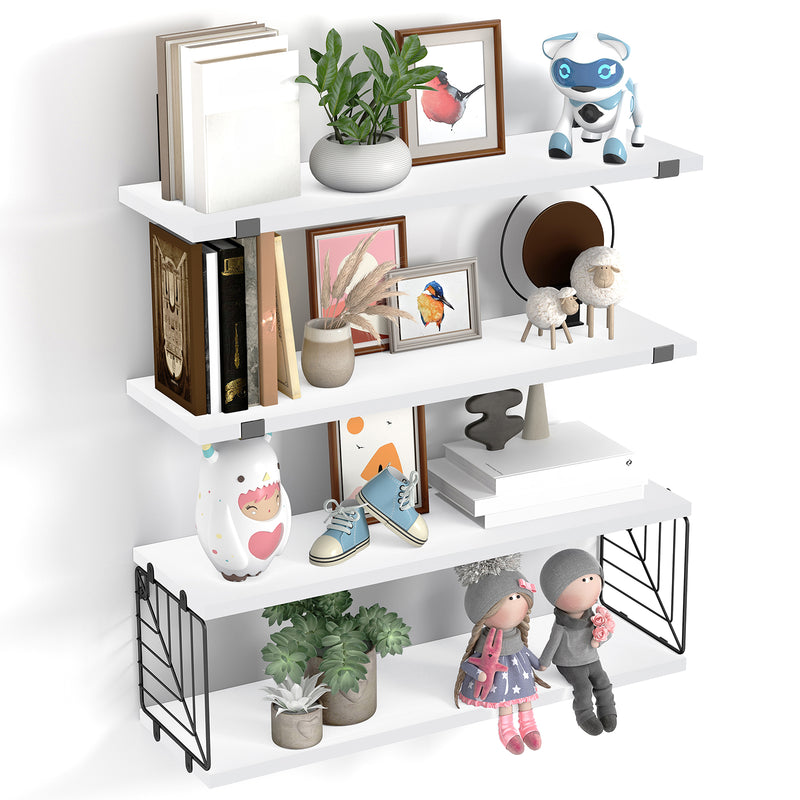 SUPERLELE 3+1 Tier Floating Shelves, 15.8in Farmhouse Rustic Wood Shelves