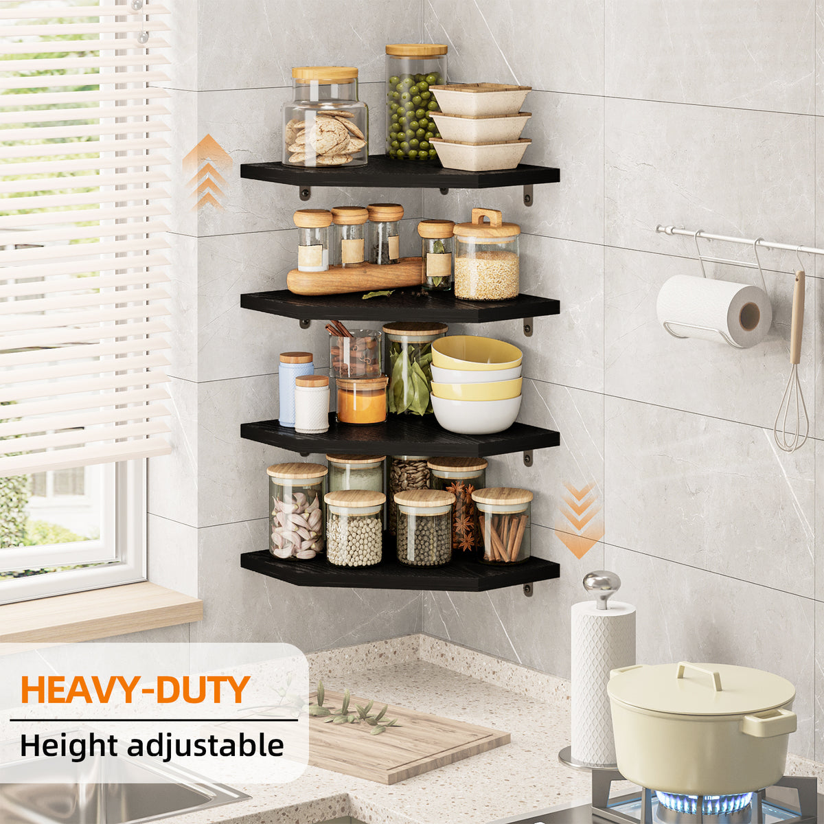 SUPERLELE Corner Shelf Wall Mount, Set of 4 Floating Corner Shelves